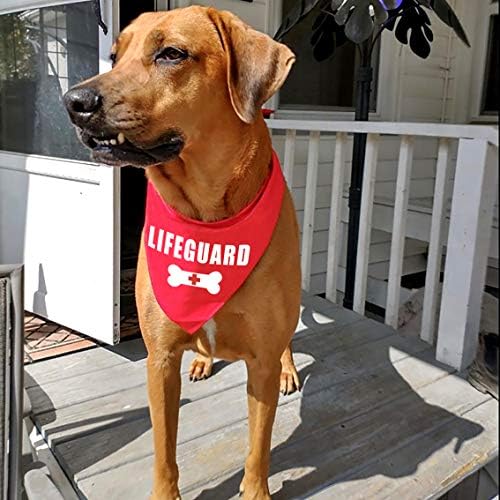 Cozinha da família Yrovwenq Funny Funny Lifeguard Pet Dog Cat Bandana para cachorros Acessórios para piscinas de praia de cachorro Bandana