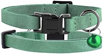 Murom Breakaway Gato Collar Leather Soft Ajuste Pet Kitten Collars com sino rosa marrom azul verde vermelho