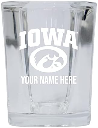 4-pacote personalizado Iowa Hawkeyes gravou vidro quadrado 2 oz com nome personalizado