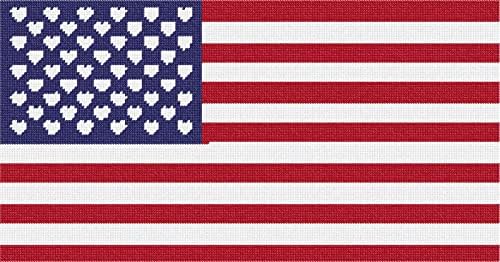 Kit de agulha de Pepita: American Flag Hearts, 16 x 8