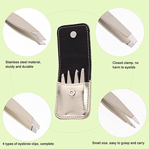 Milisten Tyelash Tweezers 4pcs Antecedentes de aço inoxidável Tweezers, pinças inclinadas de ponta, pinças profissionais