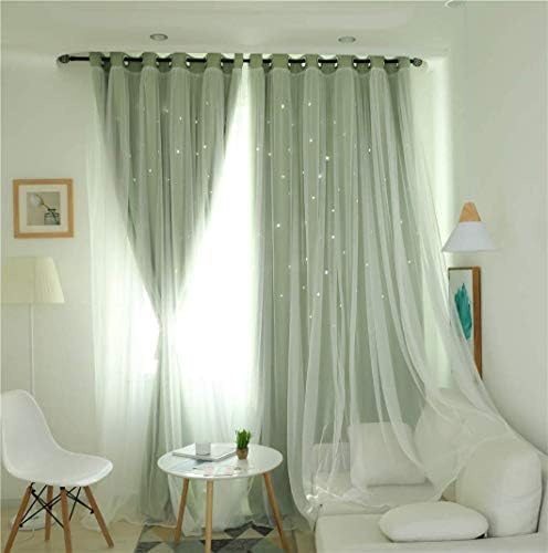 Cortinas de cortina de cortina de estrela do YQ WHJB para garotas infantis, cortinas de janela estrela colorida de camada dupla decoração de cortinas de ilhó f 150x270cm