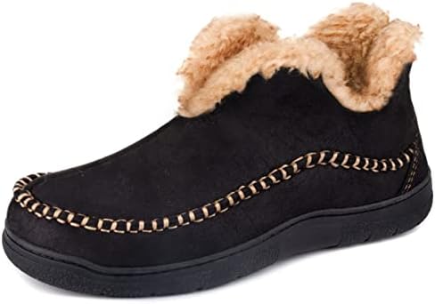 Wishcotton Mocassin Bootie Slippers com espuma de memória aconchegante, Inverno quente Fuzzy Indoor Outdoor House Shoes