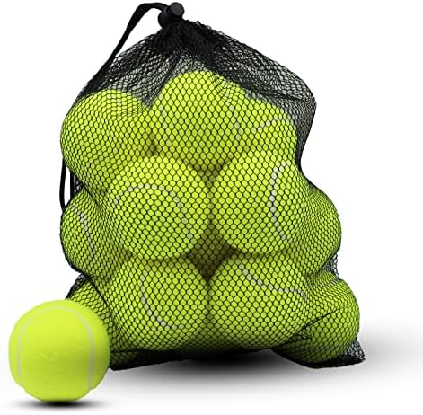 Bolas de tênis de Zhuokece, 18 bolas de tênis de treinamento de 18 bolas de tênis praticam bolas com bolsa de malha para facilitar o