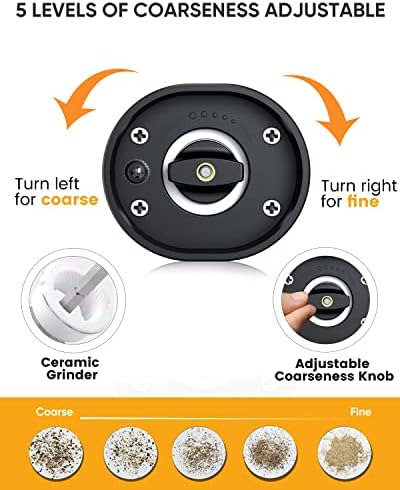 Conjunto de salgadinhos elétricos de sal e pimenta homladise, moinho de pimenta reabastecido de bateria automática com luz de salão/salão