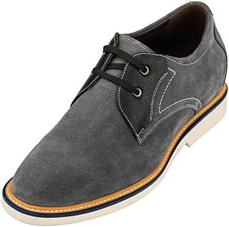 Altura invisível de Calto Men Sapatos crescentes de elevador - cinza/preto Nubuck Leather Lace -up Oxfords casuais