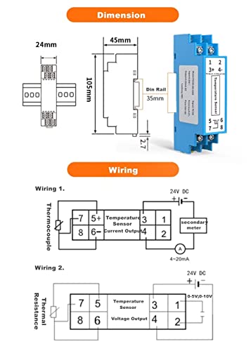 Transformador do transdutor de temperatura Transformador PT 100 Saída 0-5V DC Entrada 0-400 ℃ Centígrados de grau Centigrado
