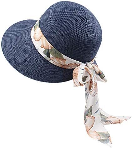 Chapéus de palha para mulheres, protetora solar de verão, chapéu de praia casual chapéu de sol largo roll roll up viagens