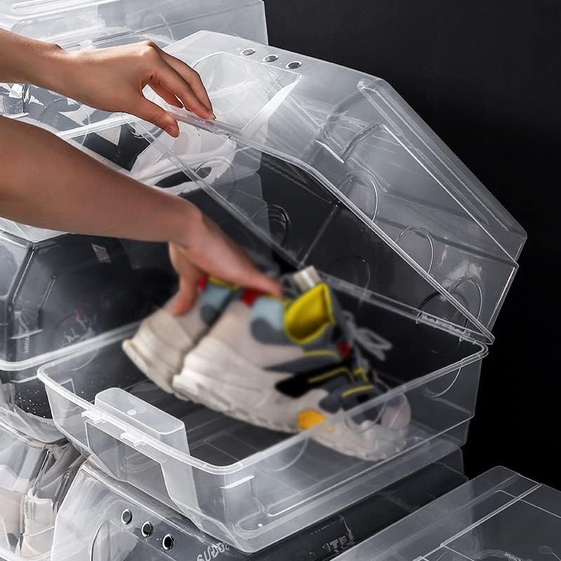 Caixa de armazenamento de caixa transparente de nogueira Caixa de armazenamento doméstica gaveta de sapatos de plástico caixa