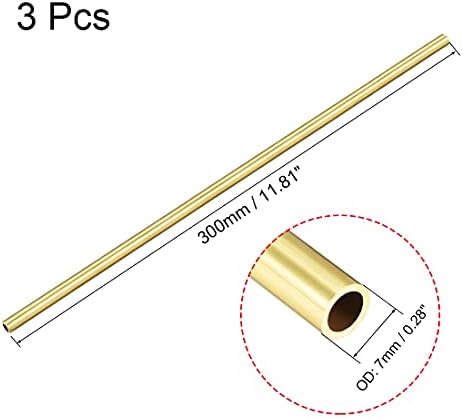 Osowin [3 PCs] Tubo redondo de latão de 300 mm de comprimento de 4 mm de 1 mm de espessura da parede, tubulação de tubo reta de cobre