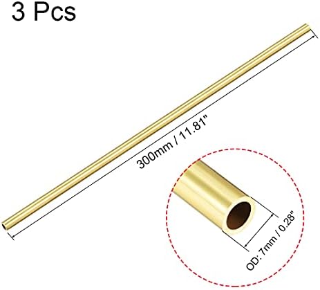 Osowin [3 PCs] Tubo redondo de latão de 300 mm de comprimento de 4 mm de 1 mm de espessura da parede, tubulação de tubo reta de cobre sem metal para DIY Modelos de moldura de decoração de decoração DIY Modelos de moldura