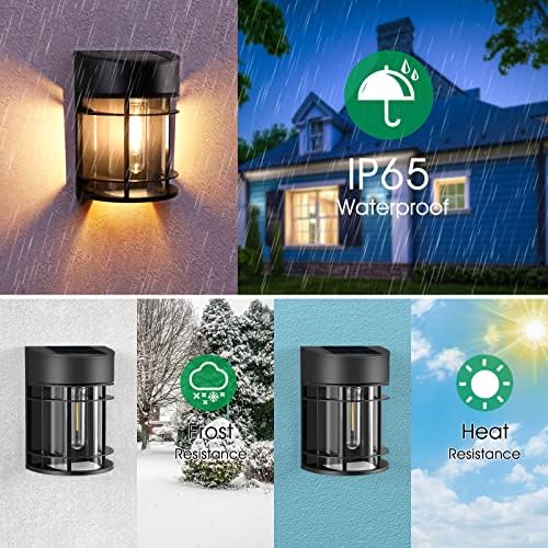 Luzes solares ao ar livre, luzes decorativas de jardim solar, luzes solares impermeáveis ​​para parede, pátio, escada, quintal, degraus, decoração de cerca, 8 pacote