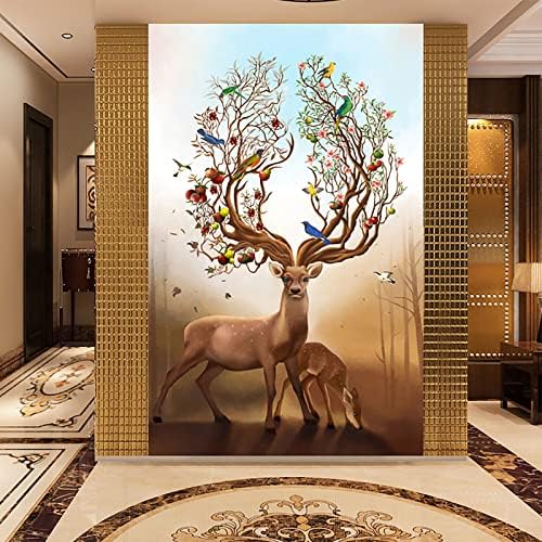 ZGMAXCL 5D Kit de pintura de diamante DIY para adultos e crianças veados redondos completos e cristal de árvore tamanho grande decoração de casa moderna presentes de 35,4 x 23,6 polegadas