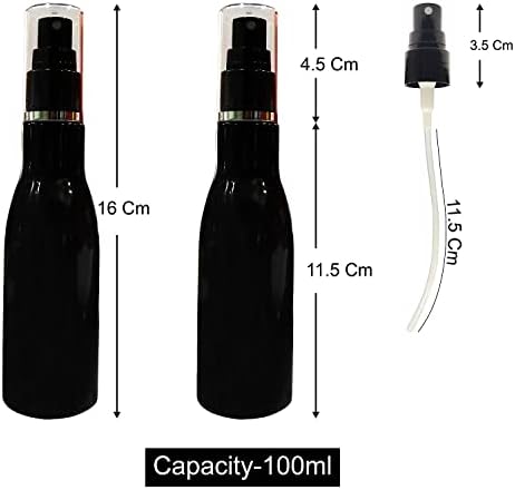 Zenvista 3,3 onças/100ml garrafa de spray preto vazio, como spray de névoa fina, refilável, pulverizador portátil, reutilizável, tamanho de viagem, prova de vazamento para toner, óleo essencial, desinfetantes, álcool e perfume 5 pacote I ZMK06