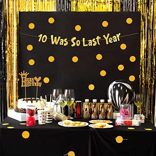 11º aniversário Banner Gold Glitter - Feliz 11º aniversário decorações, suprimentos e favores - 11º aniversário de casamento decorações