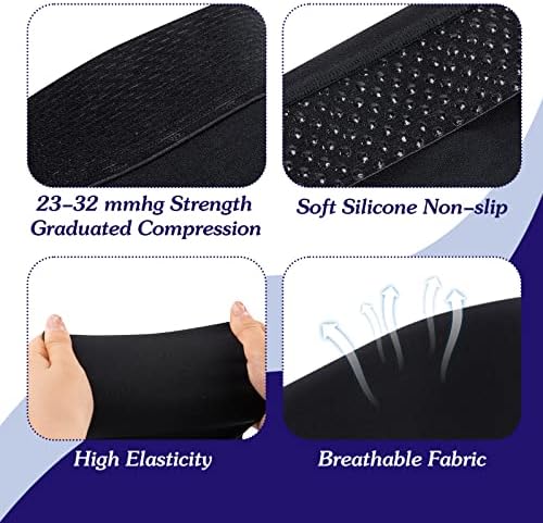 Meias de compressão, meias de alta compressão da coxa masculina, meias de compressão de 20 a 30 mmHg com silicone sem deslizamento