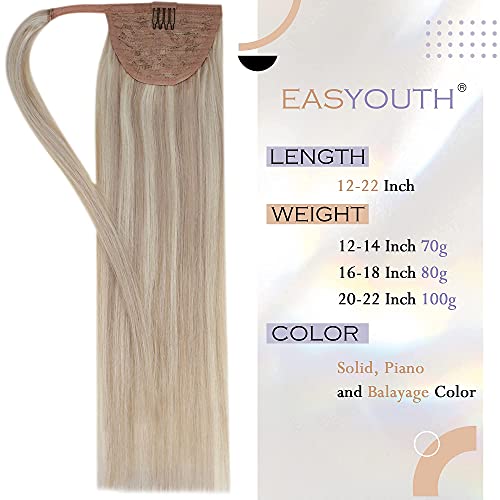 【Salvar mais】 Easyouth One Pack Pack Encontro de cabelo de cabelo real Human Human 18p613 e um pacote de rabo de cavalo Extensões