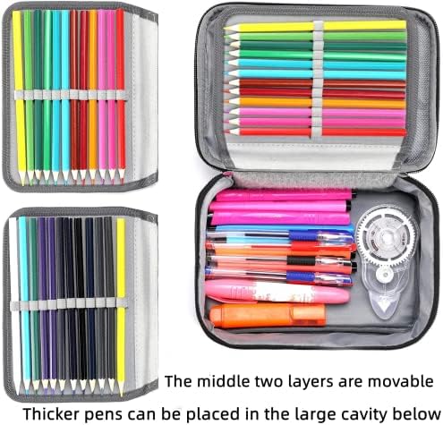 EMGV JPOO de alta capacidade Zipper caneta lápis- bolsa de lápis de papelaria multifuncional 72 slots coloridos portáteis sacos de caixa para Escola College School