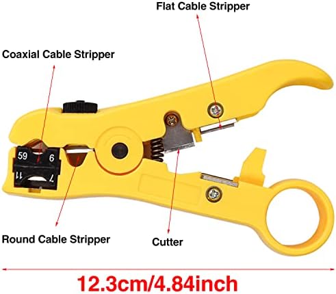 Kit de ferramenta de compressão de cabo coaxial tissal, com 20 PCS F Conectores de compressão RG6 Style RG6+ Ferramenta de stripper