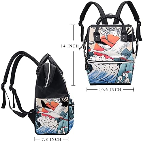 Mochila VBFOFBV Backpack, grandes sacolas unissex, pacote de viagem multiuso para os pais, Crane Wave Mountain Sun