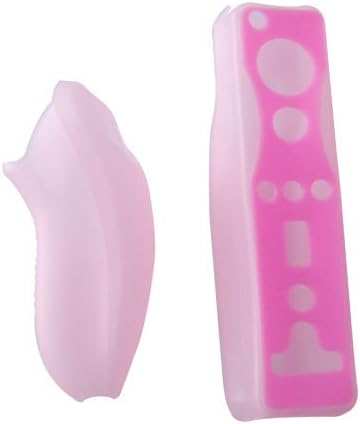Pouca de pele de capa de silício de silício ostensiva para Nintendo Wii Remote Nunchuk Controller Color Pink