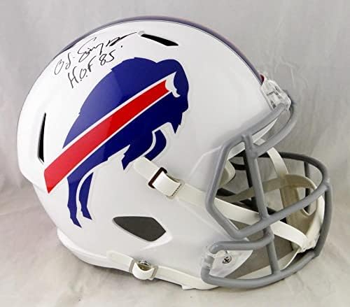 OJ Simpson Bills autografados Capacete de velocidade em tamanho real com HOF - JSA W Auth - Capacetes NFL autografados