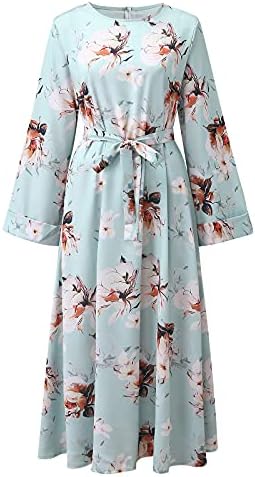 V Dress Womens Ladies Vestidos casuais vestidos muçulmanos estampados florais