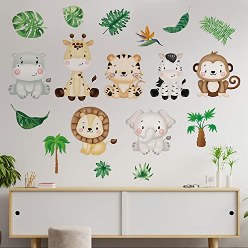 9 lençóis de animais de safári de safari adesivos de parede animais de zimbana decalques de parede decoração de parede