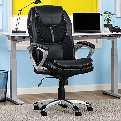 Gabinete Executivo da Serta Braços acolchoados, cadeira de mesa de jogos ergonômicos ajustáveis ​​com suporte lombar,