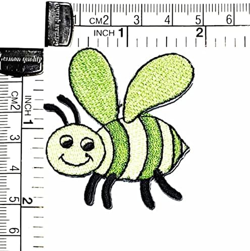 Kleenplus 2pcs. Patch de abelha verde desenho animado crianças crianças bordadas de crachá em costura em emblema para jaquetas camisetas roupas adesivas de adesivo