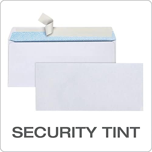 Envelopes de negócios da Columbian 10, sela auto-sela, segurança, sem janelas, 4-1/8 x 9-1/2, 500 por caixa, branco
