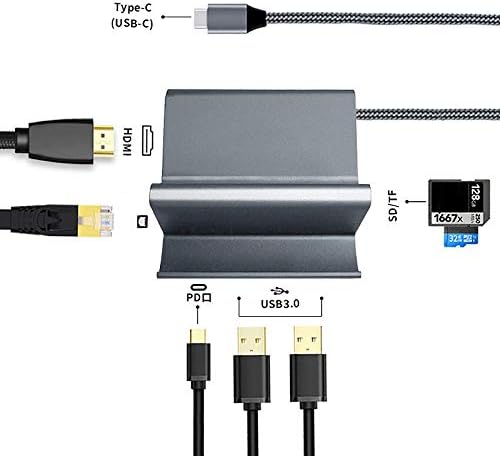 Estação de acoplamento de cubo shypt tipo C USB-C para HDMI Adaptador de potência Base vertical com suporte