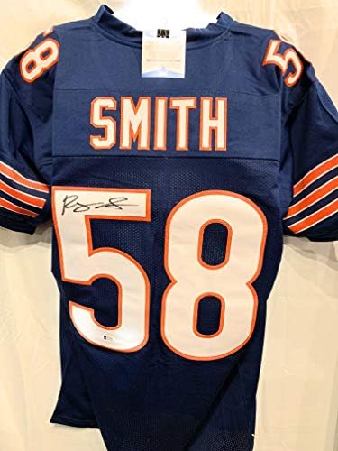 Roquan Smith Chicago Bears assinou autógrafos Autograph Blue Custom Jersey Beckett testemunhou certificado