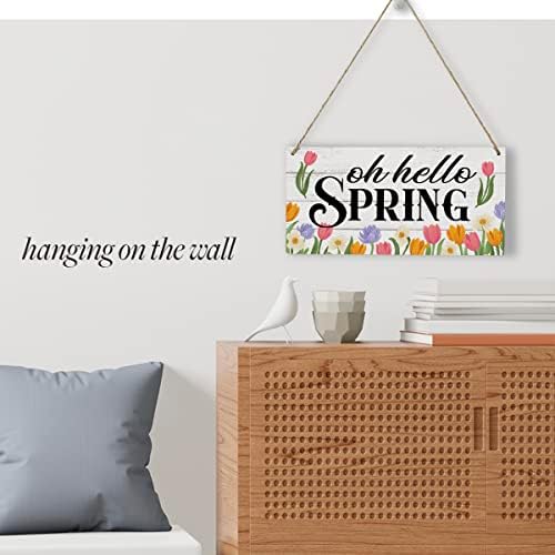 Placa de primavera rústica Arte da parede de madeira decoração inspiradora de férias de primavera decoração de tulipa
