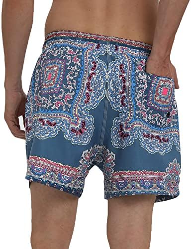 Shorts de praia plus size para homens estampas tropicais vintage roupas de praia troncos de nadar linhagem de malha linear shorts