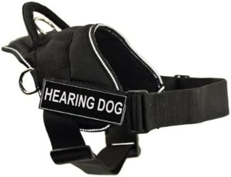 DT Fun Works Arnness, Hearing Dog, Preto com acabamento refletivo, pequeno-se encaixa no tamanho: 22 polegadas a 27 polegadas