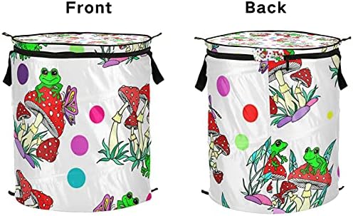 Fropos Fly Pop Up Laundry Tester com tampa de zíper cesta de roupa dobrável com alças Organizador de roupas de cesto de armazenamento dobrável para a roupa de lavanderia