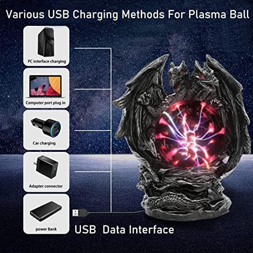 Bola de plasma, íons aéreos Touch sensível à bola de plasma com iluminação vermelha roxa e globo de plasma USB para idéias de adolescentes/meninos/presentes
