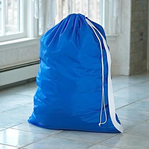 Bolsa de lavanderia de nylon com alça de ombro, azul royal - 30 x 40 - Nylon de grau comercial, projetado para uso pesado,