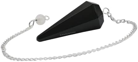 Amazing Gemstone Black Agate Crystal Pendulum para adivinhação - Pendulum de doações com cadeia de chakra e bola de