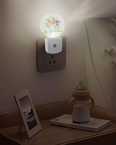 Flor Plaid Night Light para crianças, adultos, meninos, meninas, criança, viveiro de bebês, banheiro, quarto higiênico hallet plug in Wall Night Light Sensor automático Spring Summer Wooden Floral Lattices