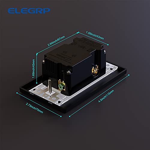 ELEGRP 36W PD 2.0 CARGA RÁPIDO Usb Wall Outlet, Tipo A e Tipo C Entrega de energia e carga rápida para iPhone/iPad/samsung/android, receptáculo USB 15A, UL listado, com placa de parede, 2 pacote, branco fosco