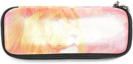 Bolsa de maquiagem à prova d'água, bolsa de maquiagem, organizador cosmético de viagem para mulheres e meninas, padrão de leão animal grande gato rosa ouro