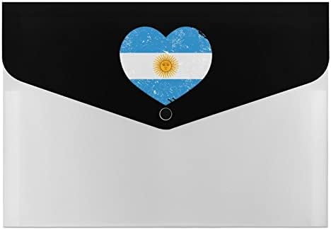 Argentina Retro Heart Flag em forma de sinalização estampada Pasta de arquivo 6 bolsos Organizador de documentos de acordeão para