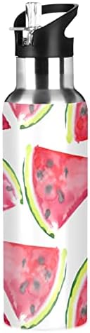 Emelivor Watermelon Water Bottle Bottle Vacuum Isolled Stainless Aço Water Bottle com palha de 20 onças de água para caminhada