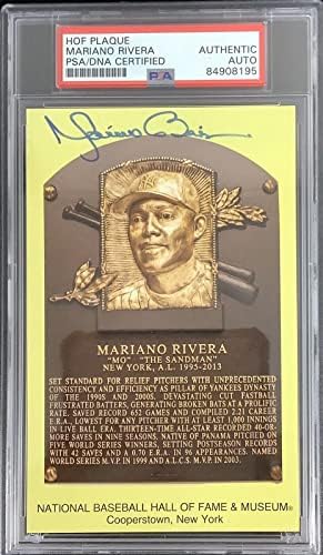 Mariano Rivera assinou o Gold Hof Plate Cartão Amarelo Yankees Autograph PSA/DNA - MLB Cut Signature