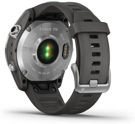Garmin Fenix ​​7S Standard Edition Smart Watch Silver com banda de grafite + relógio de carregamento + Adaptador de carro/parede USB + Kit de limpeza 6ave