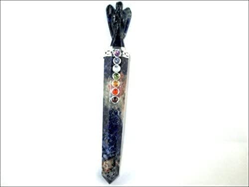 Jet Sodalite Angel Chakra Wand Stick Aprox. 5,5 polegadas energizadas carregadas programada programada pura bastão genuíno livre de