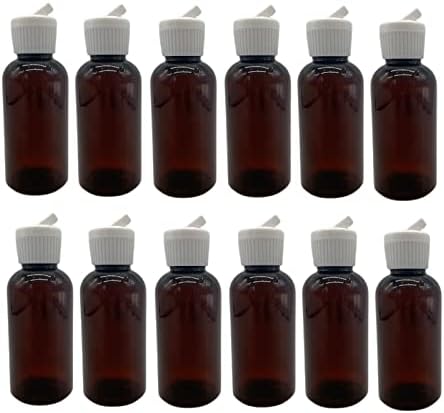 Fazendas naturais 2 oz âmbar Boston BPA Free - Boston Garrafas - 12 Pacote de recipientes reabastecíveis vazios - Óleos essenciais