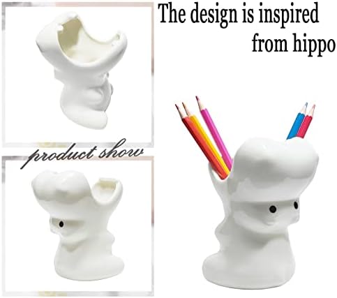 Maoyamao fofo hipopótamo em forma de caneta portador de lápis de cerâmica xícara de caneta suculenta vasos da sala de escritório